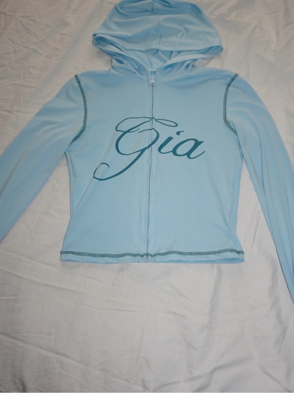 Light Blue Hooded Zip Jacket